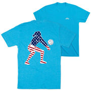 Volleyball Short Sleeve T-Shirt - Volleyball Stars and Stripes Player (Back Design)