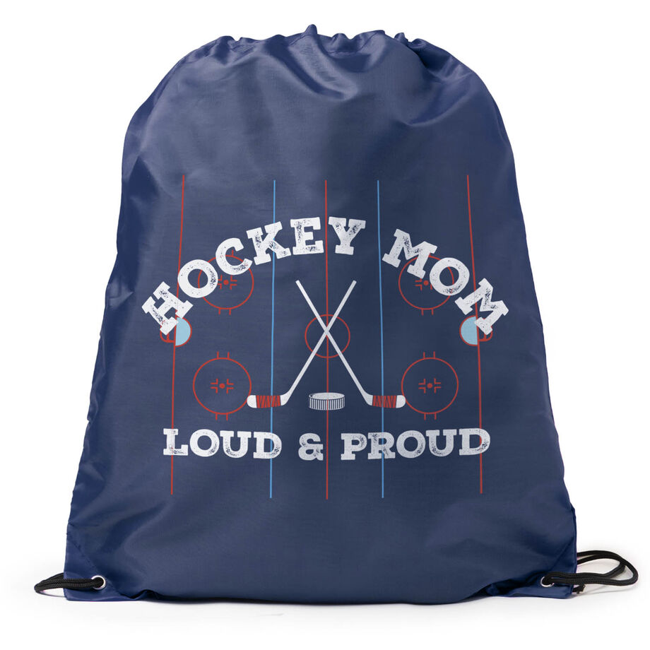 Hockey Drawstring Backpack - Loud and Proud Hockey Mom