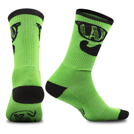 Guys Lacrosse Woven Mid-Calf Socks - LAX BRO (Green)