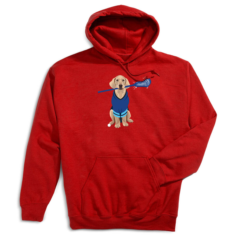 Guys Lacrosse Hooded Sweatshirt - Laxer the Lacrosse Dog