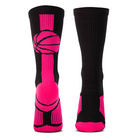 Basketball Woven Mid-Calf Socks - Superelite (Black/Fuchsia Pink)