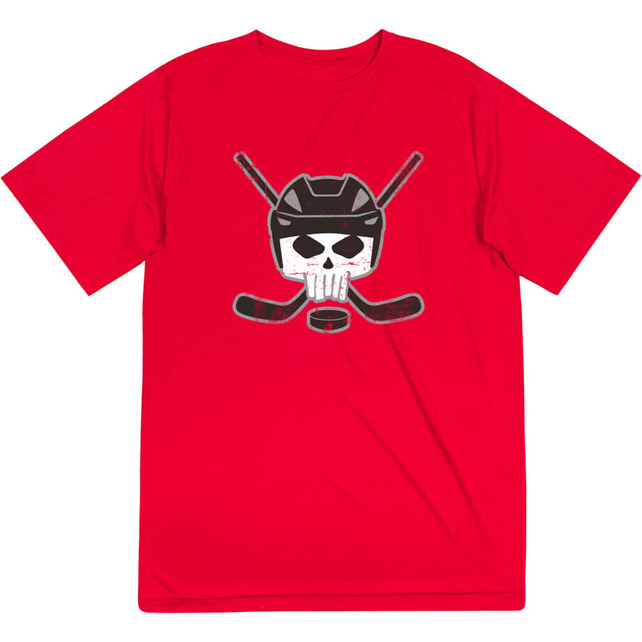 Hockey Short Sleeve Performance Tee - Hockey Helmet Skull
