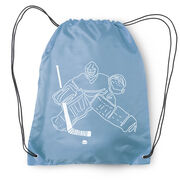 Hockey Drawstring Backpack - Hockey Goalie Sketch