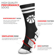 Basketball Woven Mid-Calf Socks - Ball (Black/White)