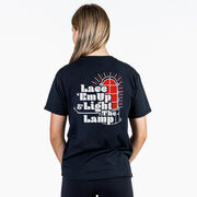 Hockey Short Sleeve T-Shirt - Lace 'Em Up And Light The Lamp (Back Design)