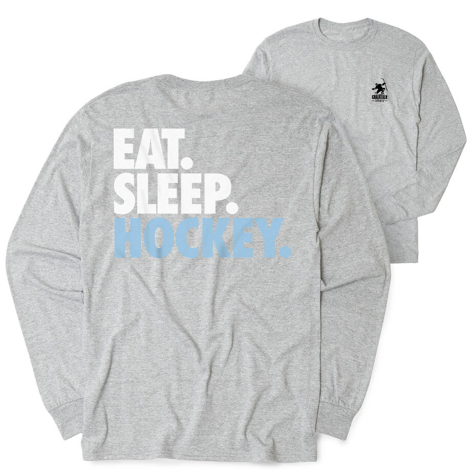 Hockey Tshirt Long Sleeve - Eat. Sleep. Hockey (Back Design)