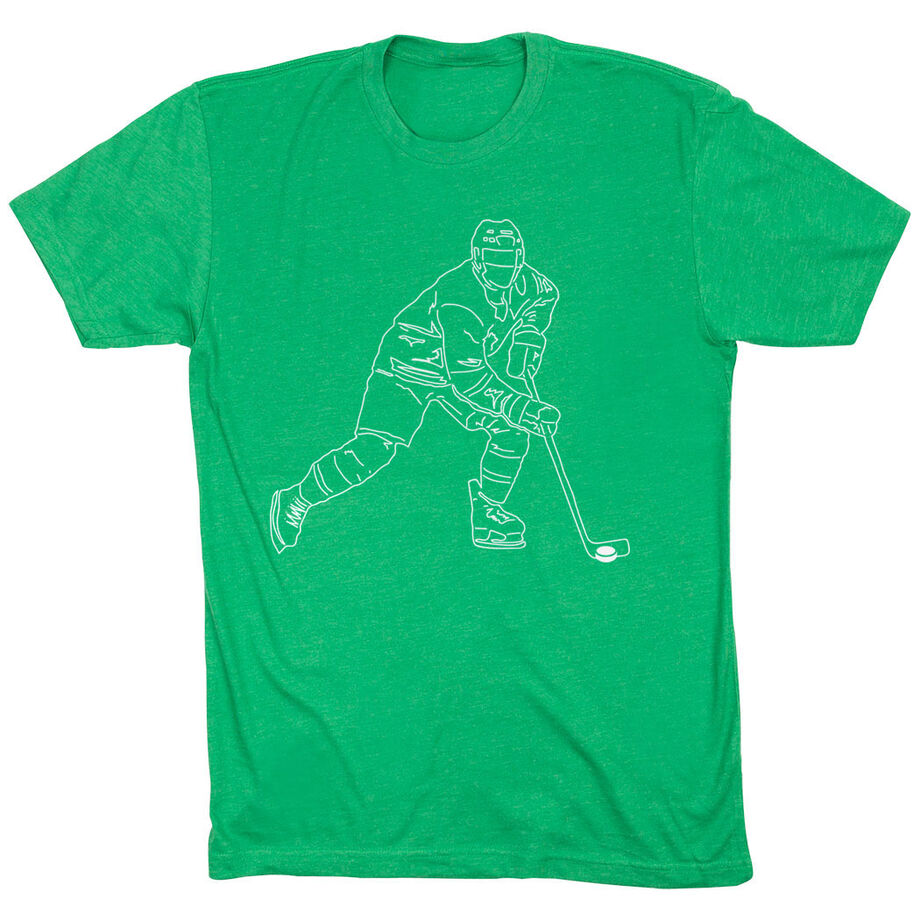 Hockey Short Sleeve T-Shirt - Hockey Player Sketch - Personalization Image