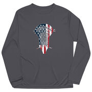 Guys Lacrosse Long Sleeve Performance Tee - Patriotic Stick