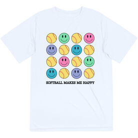 Softball Short Sleeve Performance Tee - Softball Makes Me Happy
