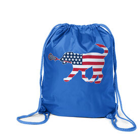 Girls Lacrosse Drawstring Backpack Patriotic LuLa the Lax Dog