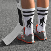 Hockey Woven Mid-Calf Socks - Player (White/Black)