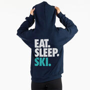 Skiing Hooded Sweatshirt - Eat Sleep Ski (Back Design)