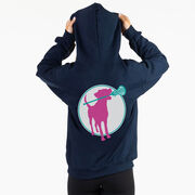 Girls Lacrosse Hooded Sweatshirt - Lacrosse Dog with Girl Stick (Back Design)