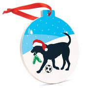 Soccer Round Ceramic Ornament - Soccer Dog