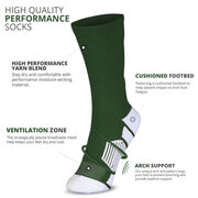 Team Number Woven Mid-Calf Socks - Green