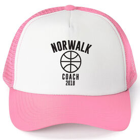 Basketball Trucker Hat - Team Name Coach With Curved Text