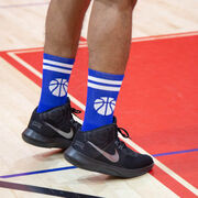 Basketball Woven Mid-Calf Socks - Ball (Royal/White)