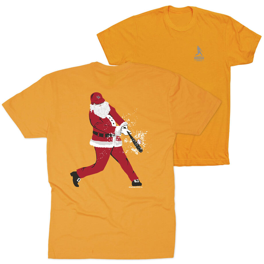 Baseball Short Sleeve T-Shirt - Home Run Santa (Back Design)