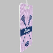 Girls Lacrosse Bag/Luggage Tag - Personalized Girl Lacrosse Sticks Chevron