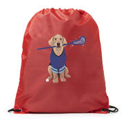 Guys Lacrosse Drawstring Backpack - Laxer the Lacrosse Dog