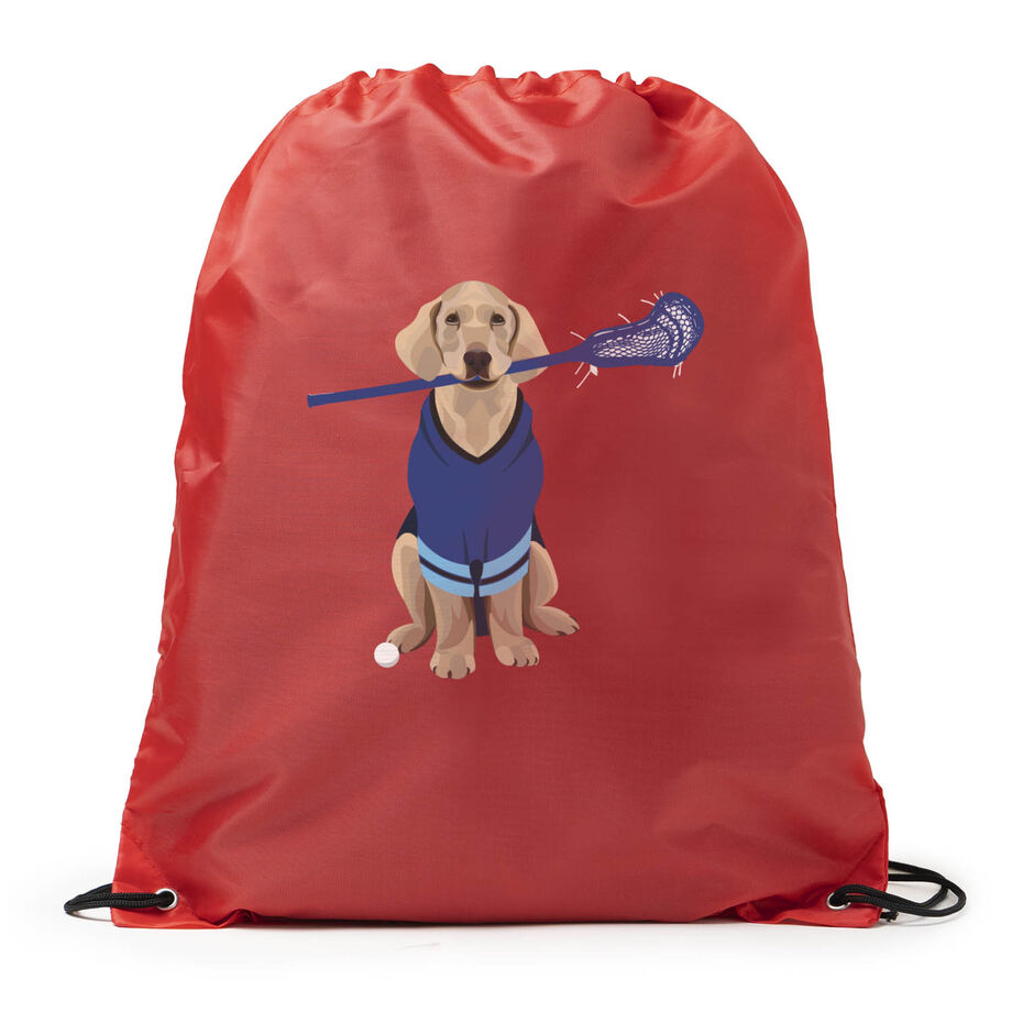 Guys Lacrosse Drawstring Backpack - Laxer the Lacrosse Dog