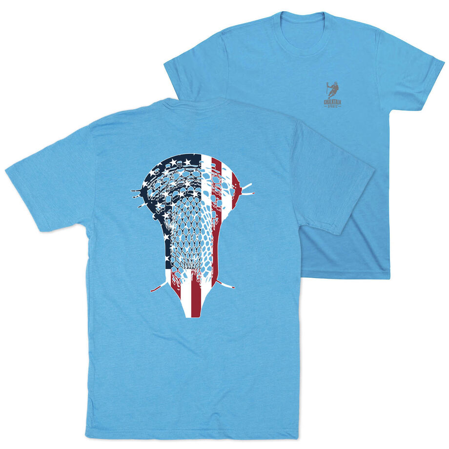 Guys Lacrosse Short Sleeve T-Shirt - Patriotic Stick (Back Design)