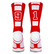 Team Number Woven Mid-Calf Socks - Red