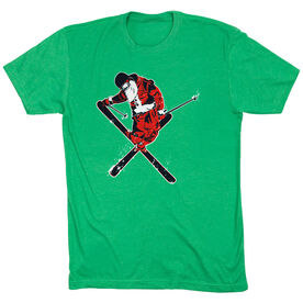 Skiing Short Sleeve T-Shirt - Freestyle Santa