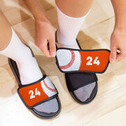 Baseball Repwell&reg; Slide Sandals - Ball and Number Reflected