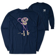 Girls Lacrosse Tshirt Long Sleeve - Lily The Lacrosse Dog (Back Design)