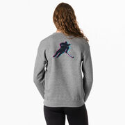 Hockey Crewneck Sweatshirt - Hockey Girl Glitch (Back Design)