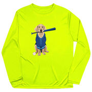 Baseball Long Sleeve Performance Tee - Dinger the Baseball Dog