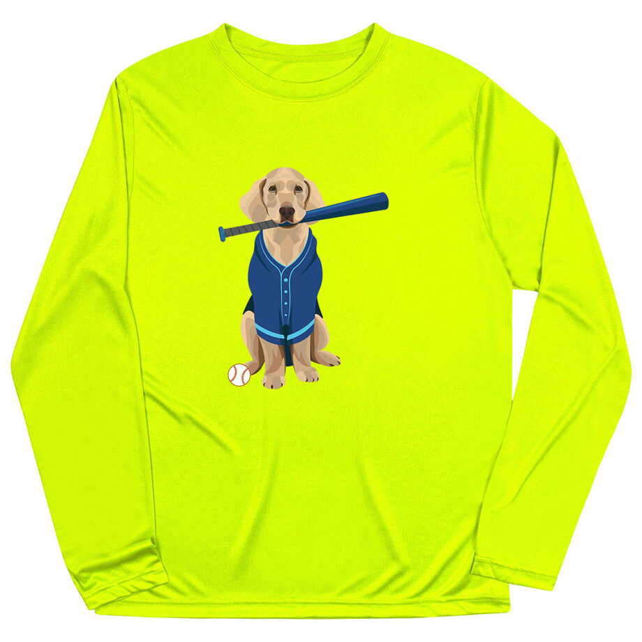 Baseball Long Sleeve Performance Tee - Dinger the Baseball Dog