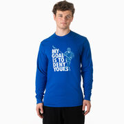 Guys Lacrosse Tshirt Long Sleeve - My Goal Is To Deny Yours Defenseman