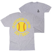 Softball T-Shirt Short Sleeve - I'd Rather Be Playing Softball Distressed (Back Design)