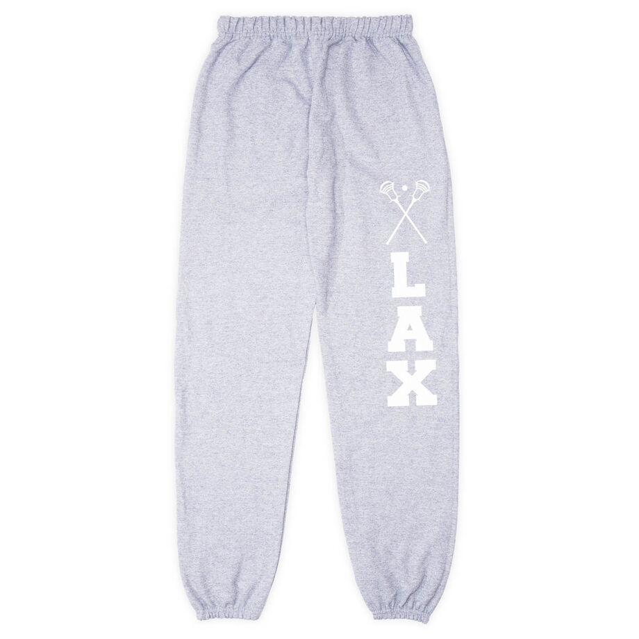 Guys Lacrosse Fleece Sweatpants - Lax With Crossed Sticks