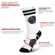 Volleyball Woven Mid-Calf Socks - Ball (White/Black)
