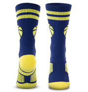 Basketball Woven Mid-Calf Socks - Ball (Navy/Maize)