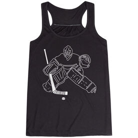 Hockey Flowy Racerback Tank Top - Hockey Goalie Sketch