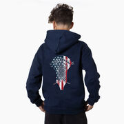 Guys Lacrosse Hooded Sweatshirt - Patriotic Stick (Back Design)