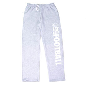 Football Fleece Sweatpants - Eat Sleep Football [Adult X-Large/Gray] - SS