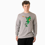 Guys Lacrosse Tshirt Long Sleeve - Lacrosse Leprechaun