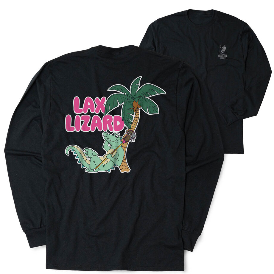 Guys Lacrosse Tshirt Long Sleeve - Lax Lizard (Back Design)