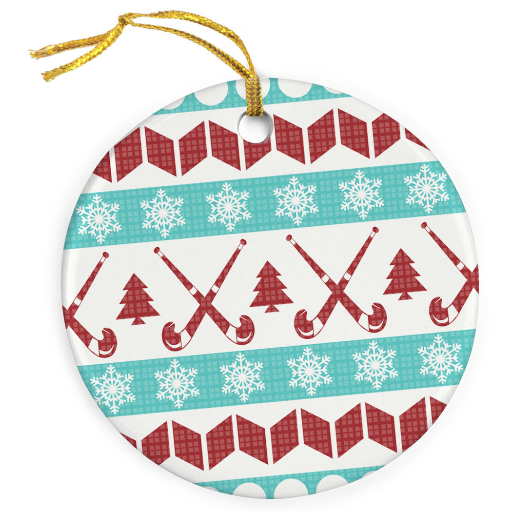 ChalkTalkSPORTS Fabo The Field Hockey Dog Christmas Ornament Field Hockey Porcelain Ornaments ChalkTalk SPORTS fh-00988