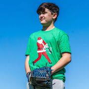 Baseball T-Shirt Short Sleeve Home Run Santa