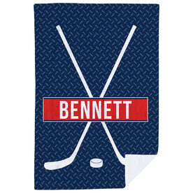 Hockey Premium Blanket - Personalized Crossed Sticks With Stripe