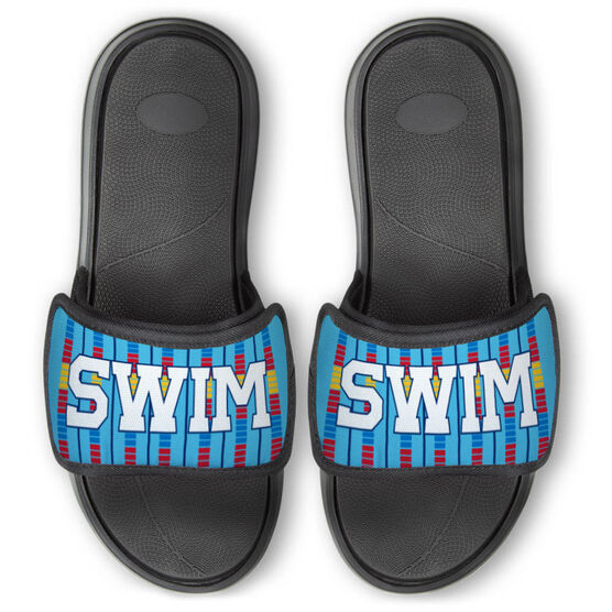 Swimming Repwell&reg; Slide Sandals - Swim Lanes with Bold Text
