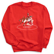 Wrestling Crewneck Sweatshirt - Wrestling Reindeer