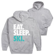 Skiing Hooded Sweatshirt - Eat Sleep Ski (Back Design)