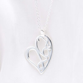 Sterling Silver 26.2 Marathon Heart Pendant with Cubic Zirconia Stone Necklace
